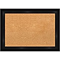 Amanti Art Rectangular Non-Magnetic Cork Bulletin Board, Natural, 28” x 20”, Grand Black Narrow Plastic Frame
