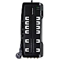 CyberPower CSHT1208TNC2 Home Theater 12 - Outlet Surge with 3150 J - Clamping Voltage 800V, 8 ft, NEMA 5-15P, Right Angle - 45° Offset, 15 Amp, EMI/RFI Filtration, Black, Data Protection, RG6 Coaxial Protection, Lifetime Warranty