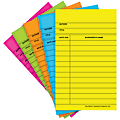 Top Notch Teacher Products® Bright Library Cards, 5" x 3", Assorted Colors, 50 Cards Per Pack, Case Of 6 Packs