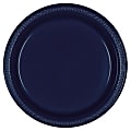 Amscan Round Plastic Plates, 10-1/4", True Navy, Pack Of 50 Plates