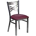 Flash Furniture Clear-Coated X-Back Restaurant Accent Chair, Burgundy