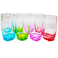 Gibson Home Karissa Glass Tumblers, 13 Oz, Blue/Green/Purple/Red, Pack Of 8 Tumblers