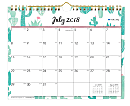 Blue Sky™ Monthly Wall Calendar, 8 3/4" x 11", Saguaro, July 2018 to June 2019