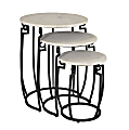 Coast to Coast Round Marble Nesting Tables, White, Set Of 3 Tables