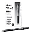 Pentel® WOW!™ Retractable Ballpoint Pens, Medium Point, 1.0 mm, Transparent Black Barrels, Black Ink, Pack Of 12