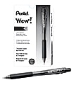 Pentel® WOW!™ Retractable Ballpoint Pens, Medium Point, 1.0 mm, Transparent Black Barrels, Black Ink, Pack Of 12 1 thumbnail image