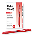 Pentel® WOW!™ Retractable Ballpoint Pens, Medium Point, 1.0 mm, Transparent Red Barrels, Red Ink, Pack Of 12