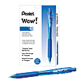 Pentel® WOW!™ Retractable Ballpoint Pens, Medium Point, 1.0 mm, Transparent Blue Barrels, Blue Ink, Pack Of 12 1 thumbnail image