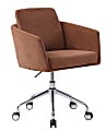 Elle Décor Vevey Velvet Mid-Back Task Chair, Cognac