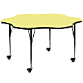 Flash Furniture Mobile Height Adjustable Thermal Laminate Flower Activity Table, 30-3/8”H x 60''W, Yellow