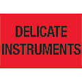 Tape Logic® Preprinted Shipping Labels, DL1079, Delicate Instruments, Rectangle, 2" x 3", Fluorescent Red, Roll Of 500