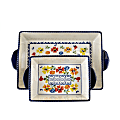Gibson Elite Luxembourg 2-Piece Stoneware Rectangular Bakeware Set, Blue 1 thumbnail image