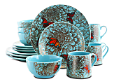 Elama 16-Piece Stoneware Dinnerware Set, Butterfly Garden 1 thumbnail image