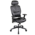 Office Star™ High-Back Leather Chair, 56"H x 27 3/4"W x 29"D, Black Frame, Black Leather