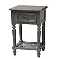 Baxton Studio Sheldon 1-Drawer Nightstand, 23-5/8"H x 15-3/4"W x 13-13/16"D, Gray