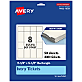 Avery® Printable Tickets, 2-1/8"x5.5", Matte Ivory, Pack Of 400 1 thumbnail image