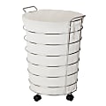 Honey-Can-Do Rolling Laundry Hamper, 25", Chrome/Natural
