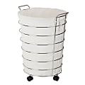Honey-Can-Do Rolling Laundry Hamper, 25", Chrome/Natural 1 thumbnail image