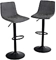 ALPHA HOME Square Swivel PU Leather Adjustable Bar Stools With Backs, Gray/Black, Set Of 2 Stools 1 thumbnail image