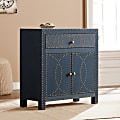 SEI Furniture Florian Engineered Wood Double-Door Cabinet, 2 Shelves, Bronze/Navy