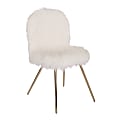 Office Star™ Avenue Six Julia Faux Fur Chair, White/Gold