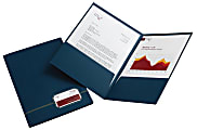 Office Depot® Brand Executive 2-Pocket Linen Folder, Dark Blue With Gold Trim, Pack Of 4 1 thumbnail image