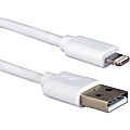 QVS USB to 8-Pin Lightning Charge and Sync MFi Cable for iPhone, iPad and iPod - 9.84 ft Lightning/USB Data Transfer Cable for iPhone, iPod, iPad, PC - First End: 1 x Male USB - Second End: 1 x Lightning Male Proprietary Connector - MFI - White