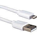 QVS USB to 8-Pin Lightning Charge and Sync MFi Cable for iPhone, iPad and iPod - 9.84 ft Lightning/USB Data Transfer Cable for iPhone, iPod, iPad, PC - First End: 1 x Male USB - Second End: 1 x Lightning Male Proprietary Connector - MFI - White 1 thumbnail image
