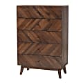 Baxton Studio Hartman Wood Storage Chest, 5-Drawer, 48”H x 31-1/2”W x 16-1/4”D, Walnut Brown