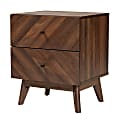 Baxton Studio Hartman 2-Drawer Nightstand, 22-3/4"H x 19"W x 16-1/4"D, Walnut Brown 1 thumbnail image