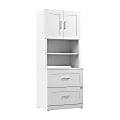 Bush Business Furniture Hampton Heights 29-11/16"W x 19-3/8"D 2-Drawer Lateral File Cabinet With Hutch, White, Standard Delivery