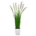 Nearly Natural Wheat Grass 64”H Artificial Plant With Metal Planter, 64”H x 19”W x 19”D, Green/White