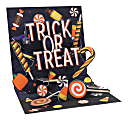 Up With Paper Halloween Pop-Up Greeting Card With Envelope, Half Fold, 5-1/4" x 5-1/4", Halloween Candy, Message Inside
