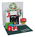 Up With Paper Christmas Pop-Up Greeting Card With Envelope, 5-1/4" x 5-1/4", Holiday Mantel, Message Inside