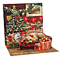Up With Paper Christmas Pop-Up Greeting Card With Envelope, 5-1/4" x 5-1/4", Holiday Room, Message Inside