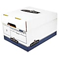 Bankers Box® R Kive® O/S™ Standard-Duty Storage Box With Built-In Handles, Letter/Legal Size, 15" x 12" x 10", 60% Recycled, White/Blue