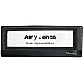 Fellowes Mesh Partition Additions Name Plate - 1 Each - 9.3" Width x 3.4" Height - Rectangular Shape - Tackable, Recyclable - Black, Clear