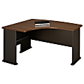 Bush Office Advantage L-Shaped Bow-Front Desk, 60"W x 43"D, Left Handed, Sienna Walnut/Bronze, Standard Delivery