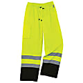 Ergodyne GloWear® 8915BK Class E Polyester Hi-Vis Rain Pants, Large, Lime/Black