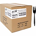 Genuine Joe Medium-weight Individually Wrapped Forks - Fork - Breakroom - Disposable - Black - 1000 / Carton
