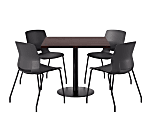 KFI Studios Proof Cafe Pedestal Table With Imme Chairs, Square, 29”H x 36”W x 36”W, Cafelle Top/Black Base/Black Chairs