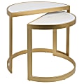 Lumisource Demi Contemporary Nesting Tables, Round, Marble Top/Gold, Set Of 2 Tables