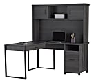 Realspace® DeJori 59"W L-Shape Corner Desk With Hutch, Charcoal