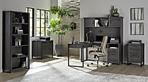 Realspace® DeJori 59"W L-Shape Corner Desk With Hutch, Charcoal