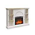 Mr. Kate Winston Fireplace Mantel With Built-in Bookshelves, 42-7/16”H x 56-1/2”W x 10-15/16”D, Plaster/Light Walnut