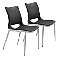 Zuo Modern Ace Dining Chairs, Black/Brushed Stainless Steel, Set Of 2 Chairs 