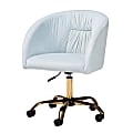 Baxton Studio Ravenna Contemporary Glam And Luxe Mid-Back Fabric Swivel Office Chair, Aqua/Gold 1 thumbnail image