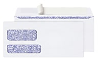 Office Depot® Brand #9 Security Envelopes, Double Window, 3-7/8" x 8-7/8", Clean Seal, White, Box Of 250