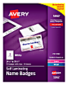 Avery® Customizable Self-Laminating Name Badges, 5362, 2.25" x 3.5", White, 30 Name Tags With Clips 1 thumbnail image