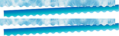 Barker Creek Double-Sided Scalloped-Edge Border Strips, Blue Tie-Dye/Ombré, 2-1/4" x 36", Set Of 26 Strips